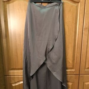Dynamite high low wrap skirt with button detail
